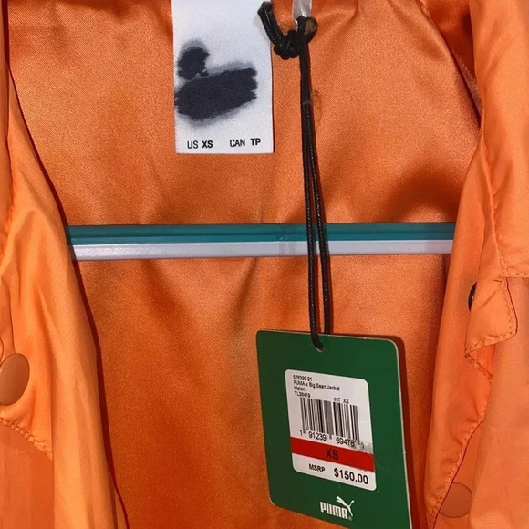 NWT Puma Big Sean Men Women XS Orange Melon Windbreaker Jacket - Picture 5 of 5